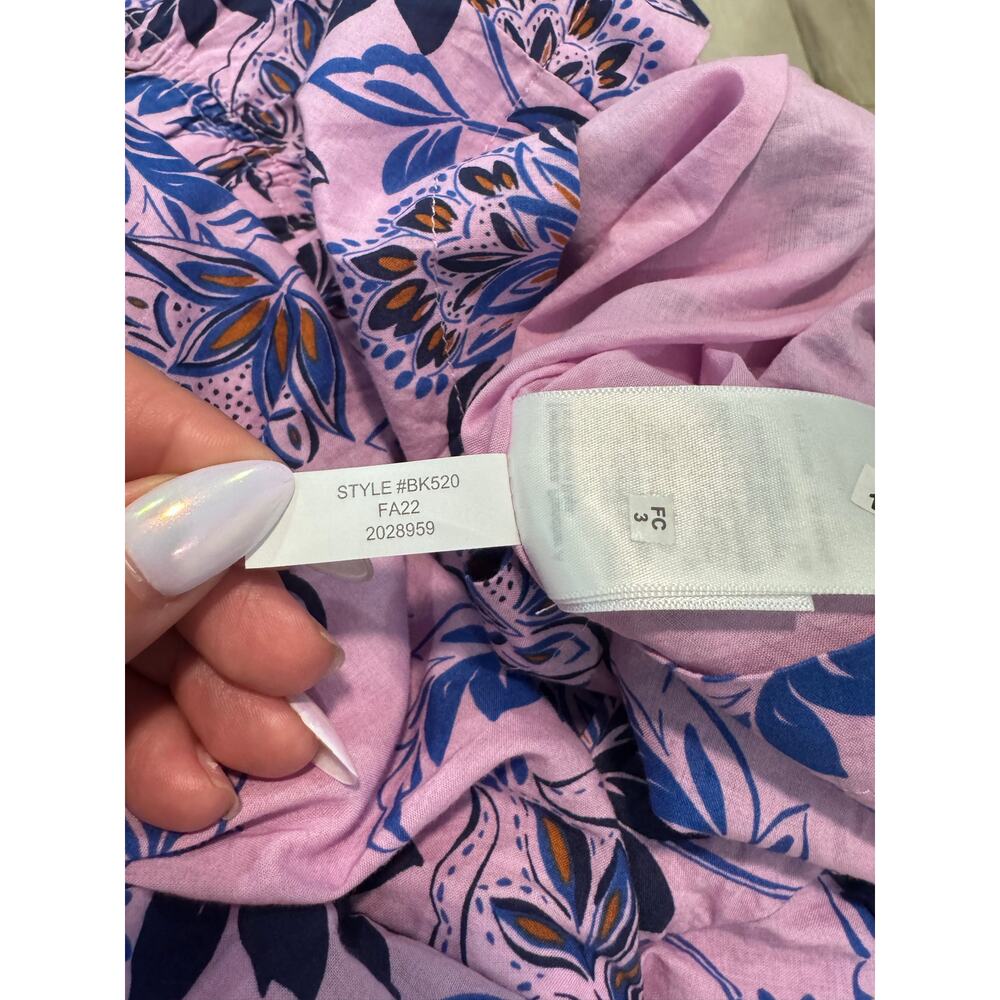 J Crew Floral Midi Dress Purple Blue Tiered Ruffle Straps Cottagecore ruffled 14 - Picture 4 of 7